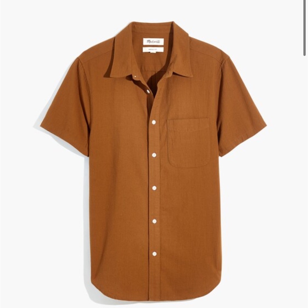 Madewell Men's Tan Short Sleeve Button Down Shirt